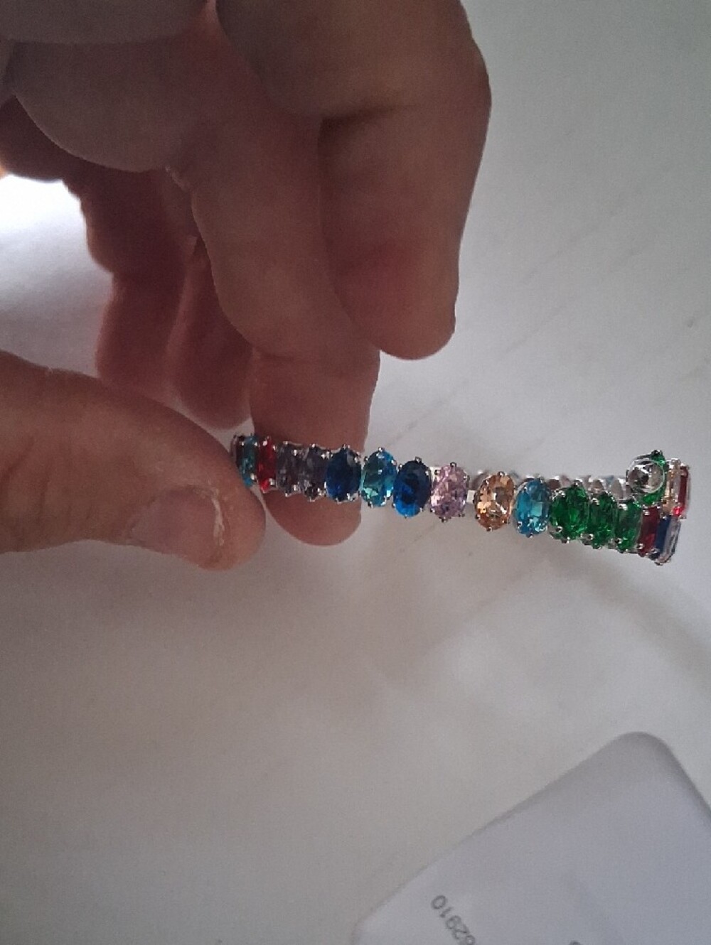 Multi-Colored Gemstone Tennis Bracelet - Women Jewelry.BANGLE.NWT - Picture 6 of 8